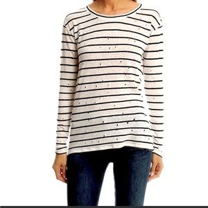 IRO distressed long sleeve striped linen tee shirt XS